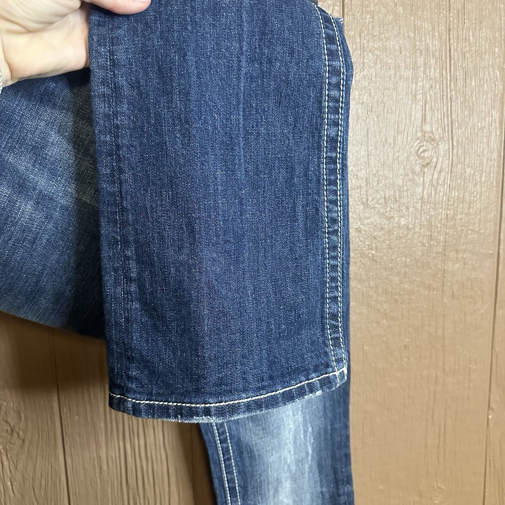 Miss Me Jeans Womens Sz 28 Bootcut Embellished Low Rise Logo Blue Dark Wash - Picture 3 of 8